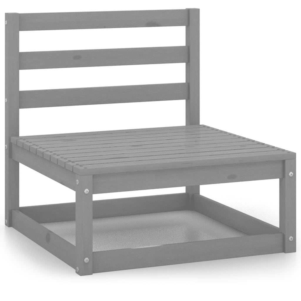 10 pcs conjunto lounge de jardim pinho maciço cinzento