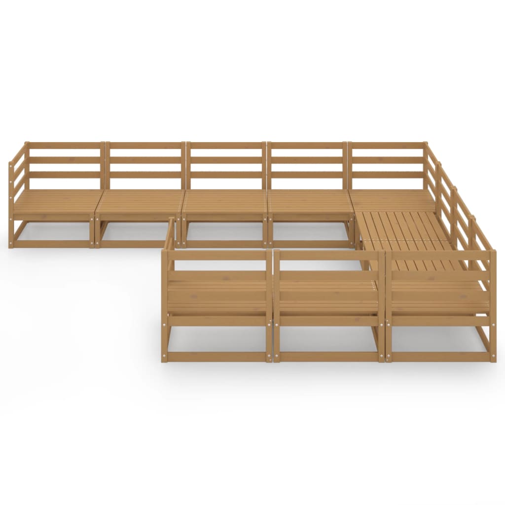 10 pcs conjunto lounge de jardim pinho maciço