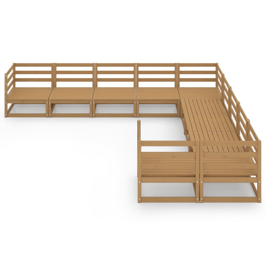 10 pcs conjunto lounge de jardim pinho maciço