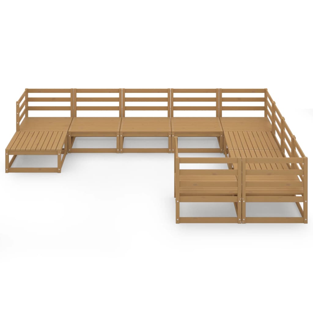 10 pcs conjunto lounge de jardim pinho maciço