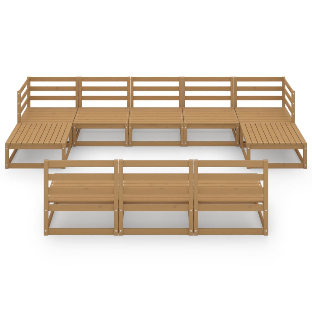 10 pcs conjunto lounge de jardim pinho maciço