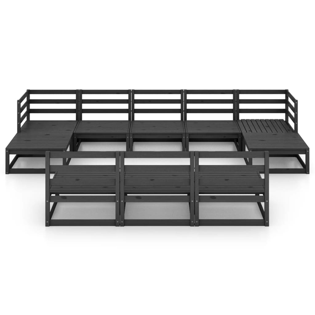 10 pcs conjunto lounge de jardim pinho maciço