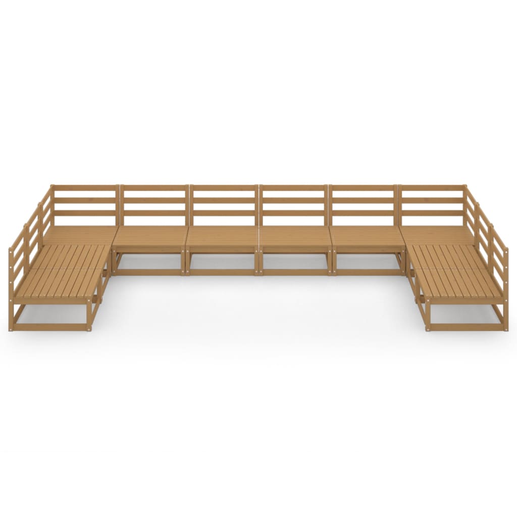 10 pcs conjunto lounge de jardim pinho maciço