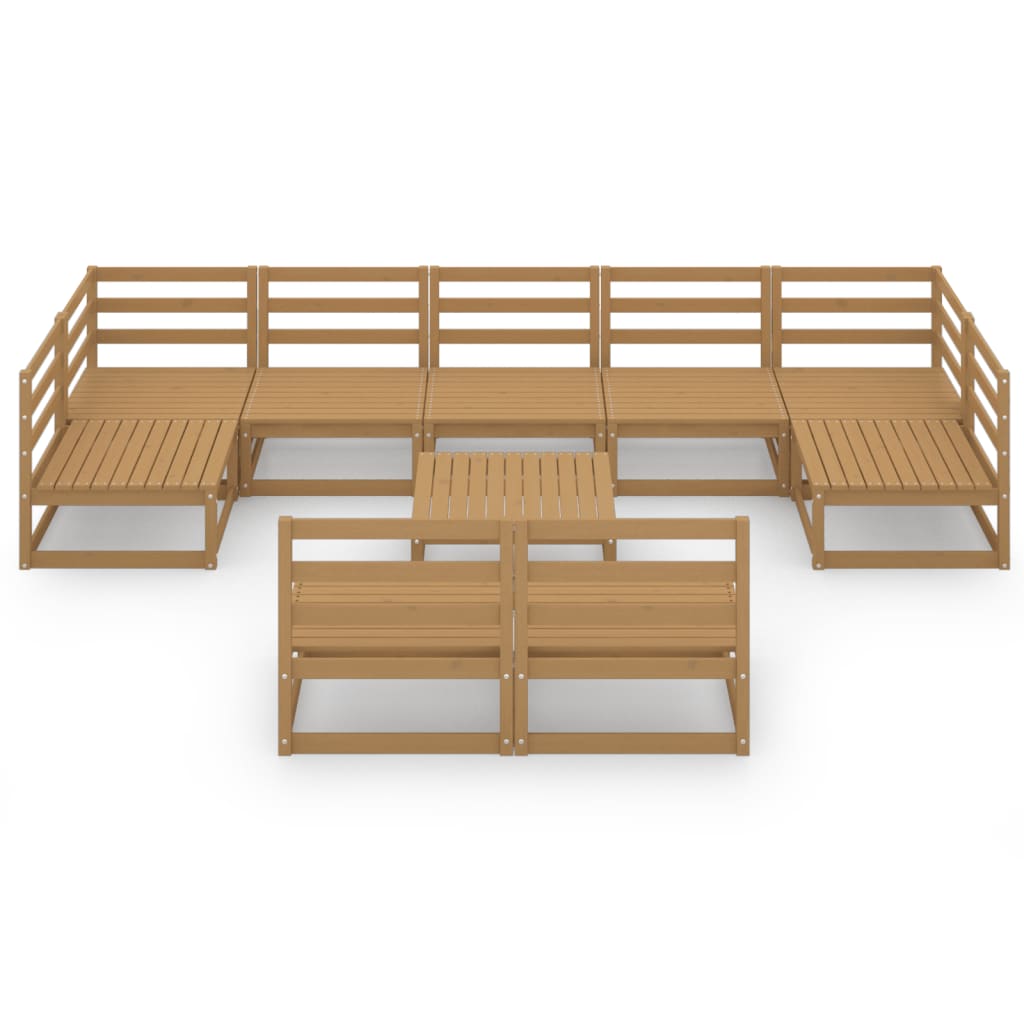 10 pcs conjunto lounge de jardim pinho maciço
