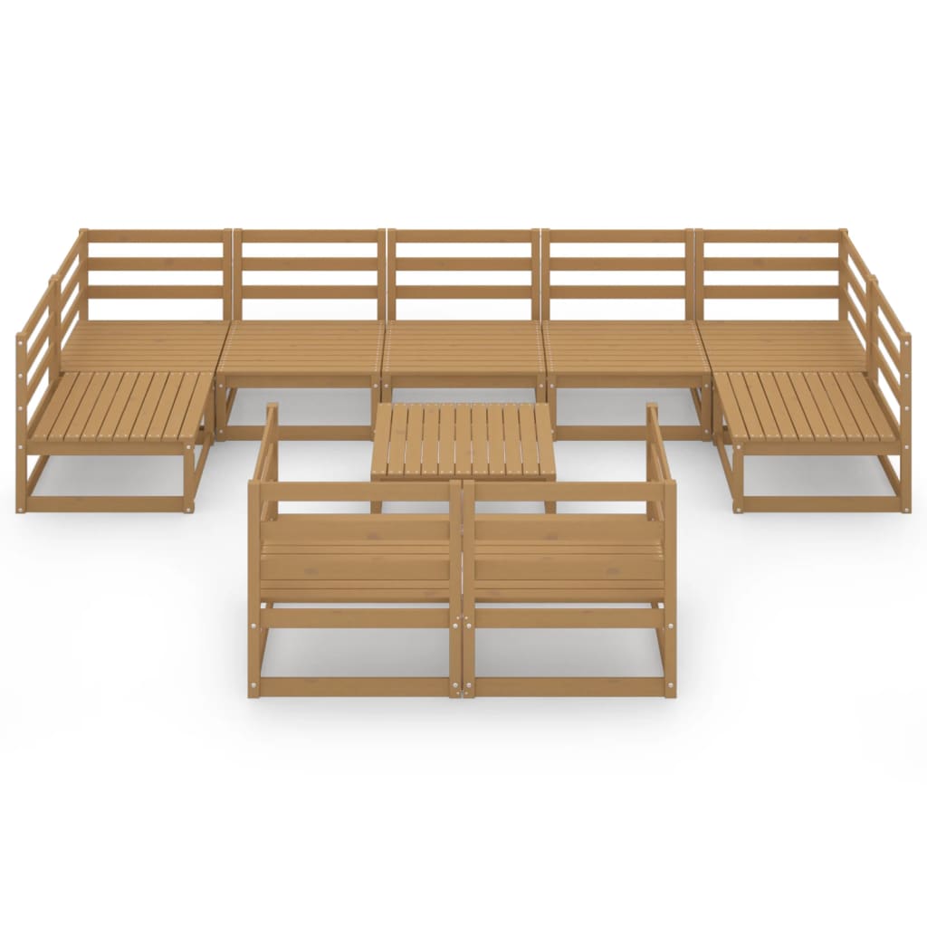 10 pcs conjunto lounge de jardim pinho maciço