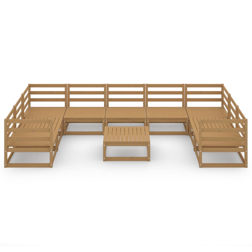 10 pcs conjunto lounge de jardim pinho maciço