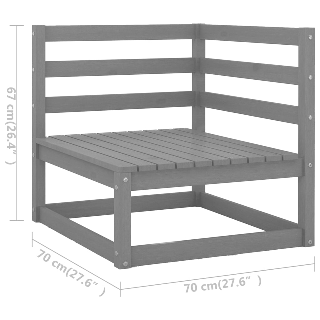 8 pcs conjunto lounge de jardim + almofadões pinho maciço cinza