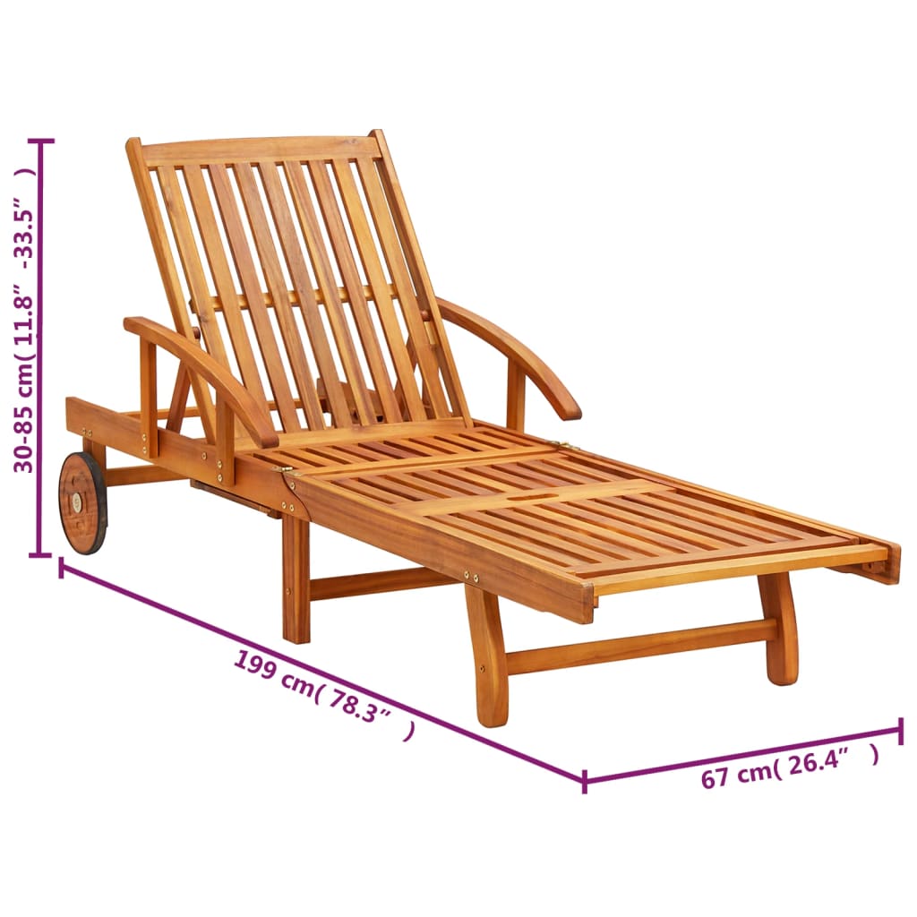 Sun loungers with cushions 2 pcs solid acacia wood