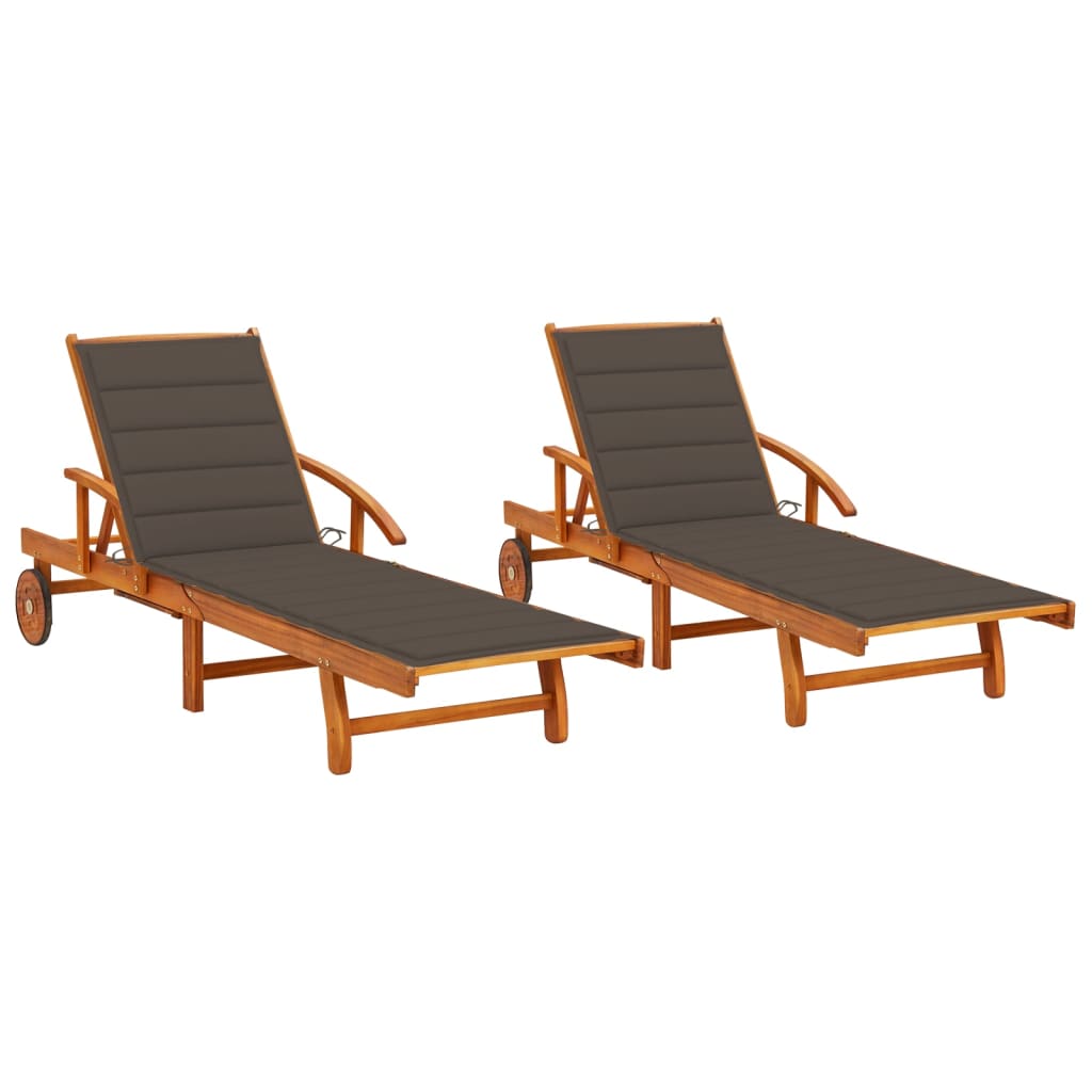 Espreguiçadeiras com almofadões 2 pcs madeira de acácia maciça