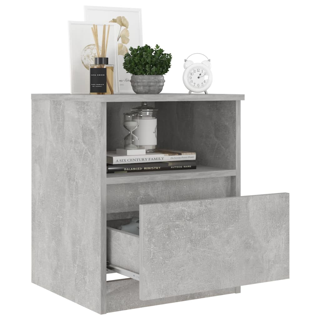 Bedside tables 2 pcs made of wood, cement grey