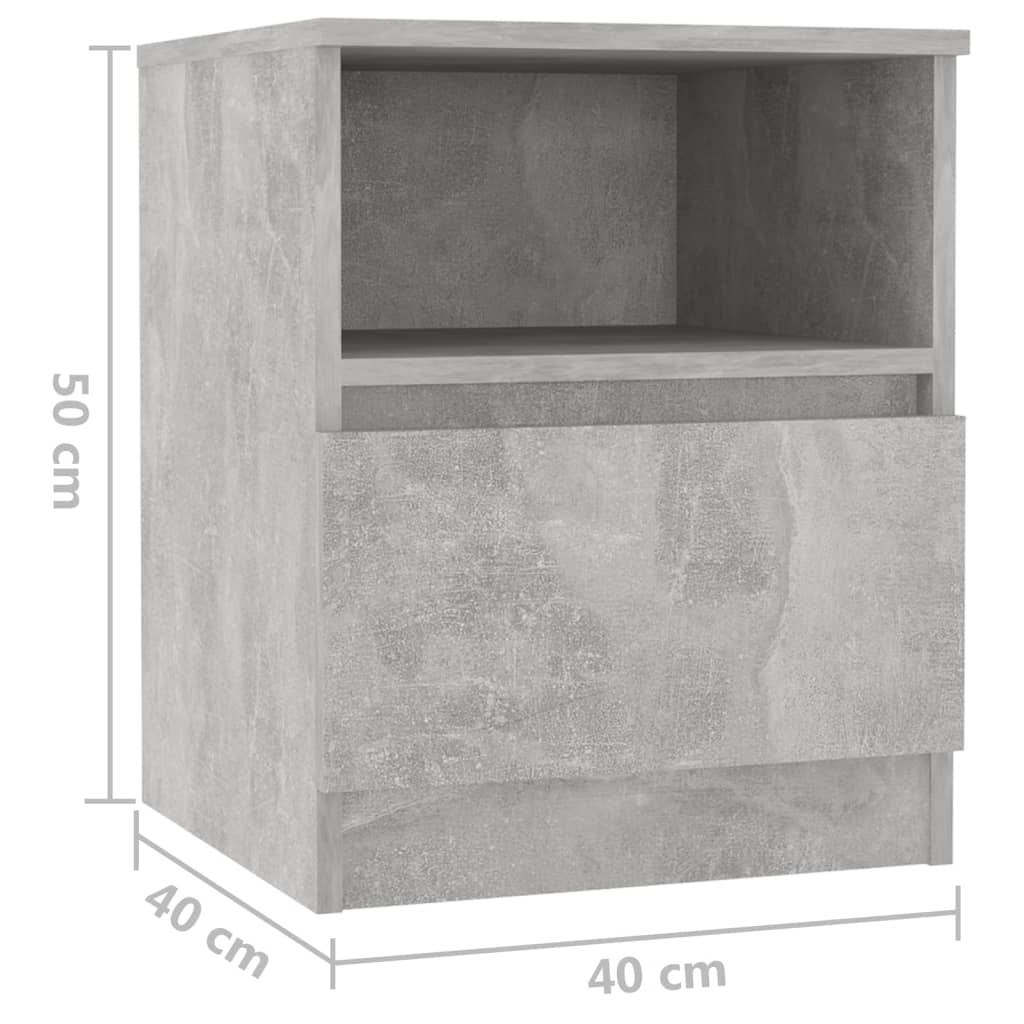 Bedside tables 2 pcs made of wood, cement grey