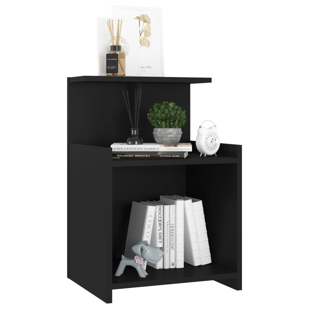 Bedside table 40x35x60 cm black wood derivatives