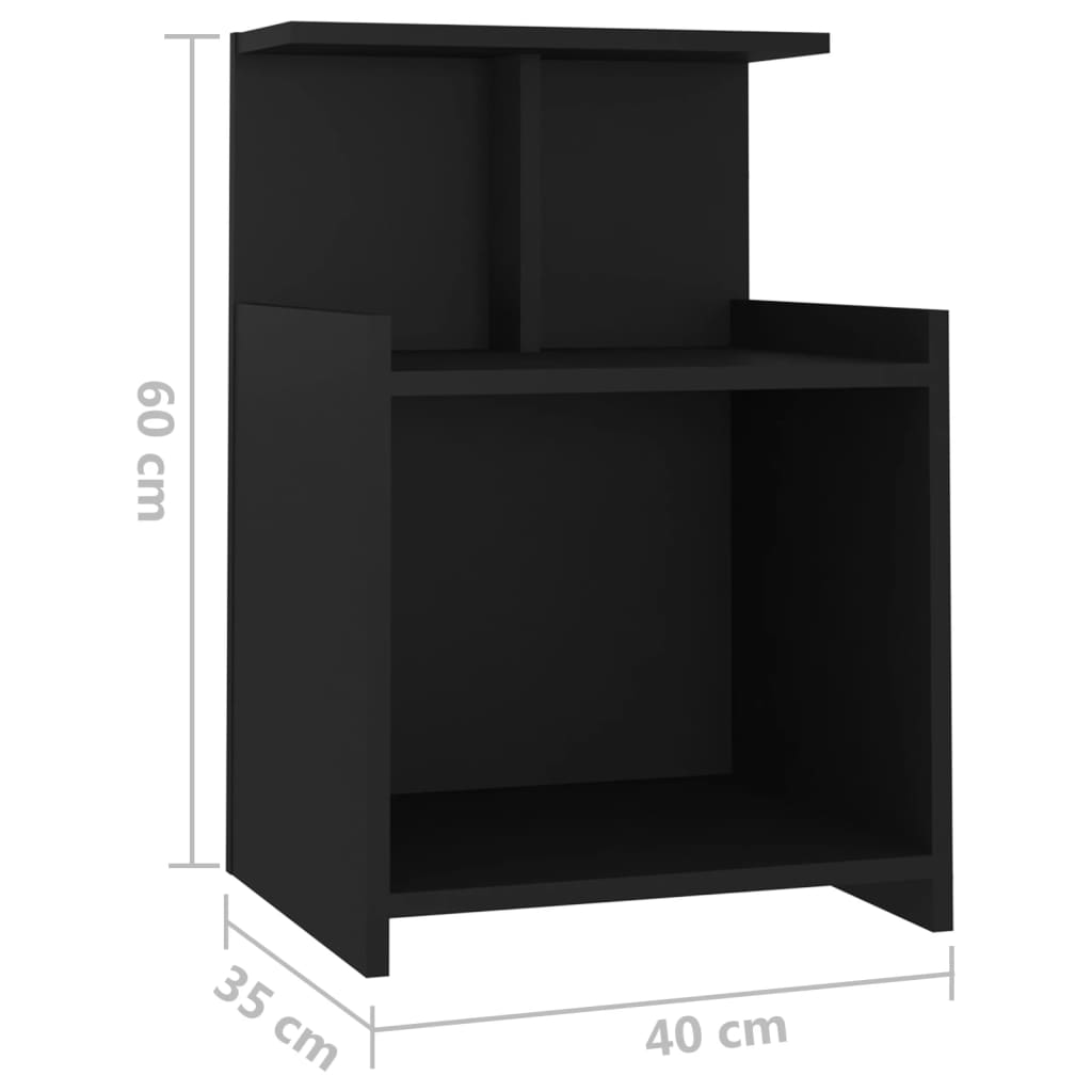 Bedside table 40x35x60 cm black wood derivatives
