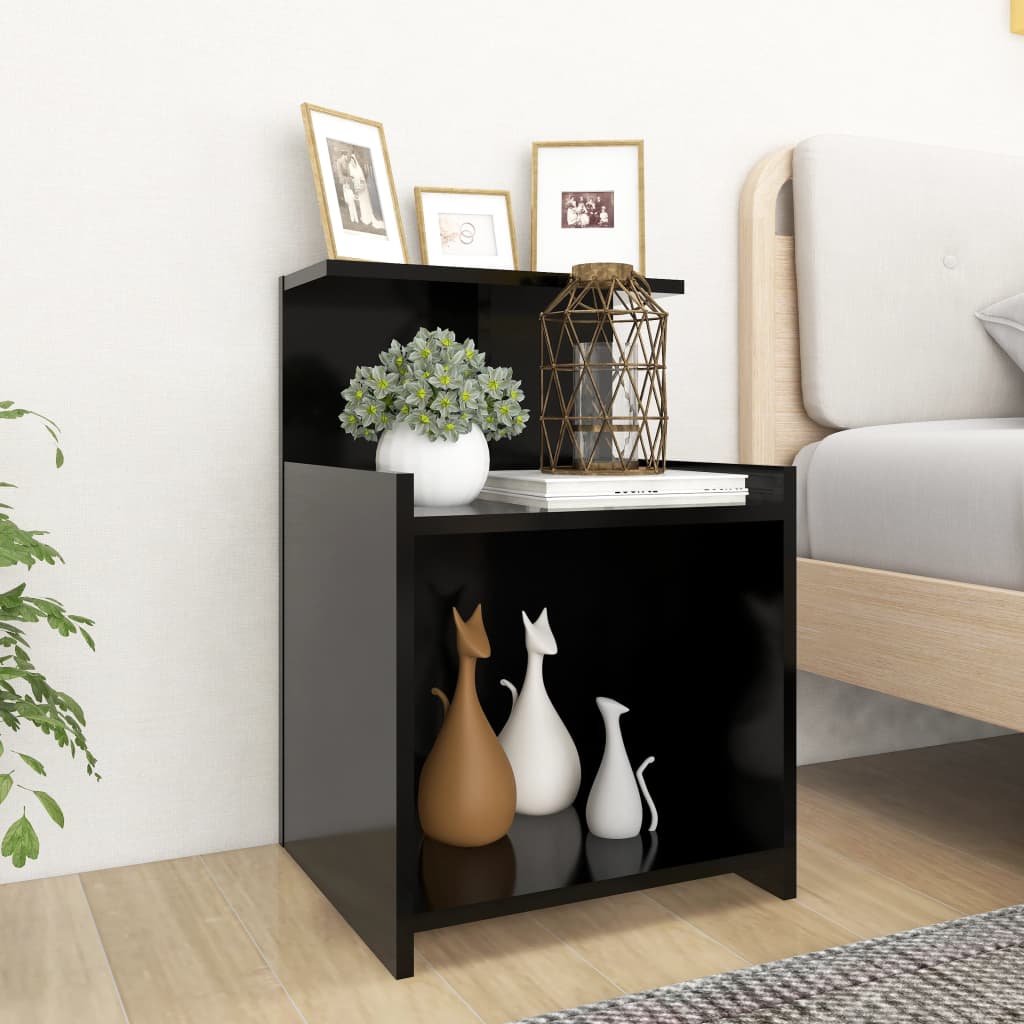 Bedside table 40x35x60 cm black wood derivatives