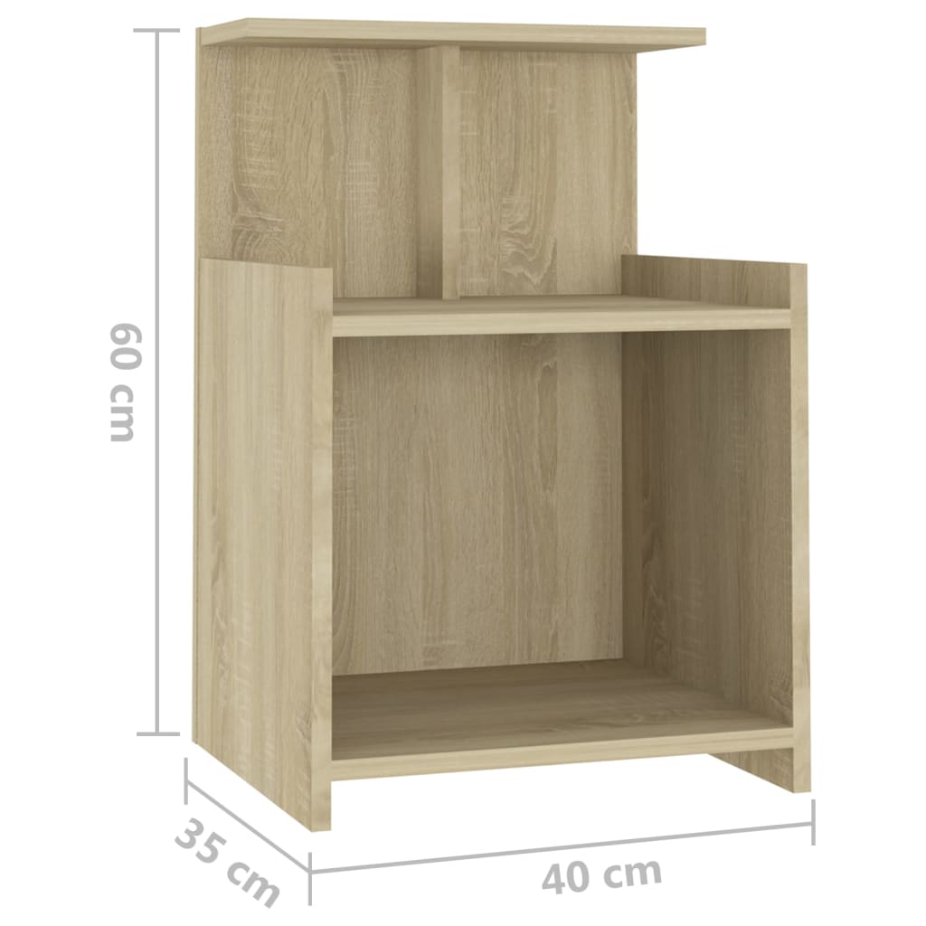 Bedside tables 2 pcs made of wood, Sonoma oak