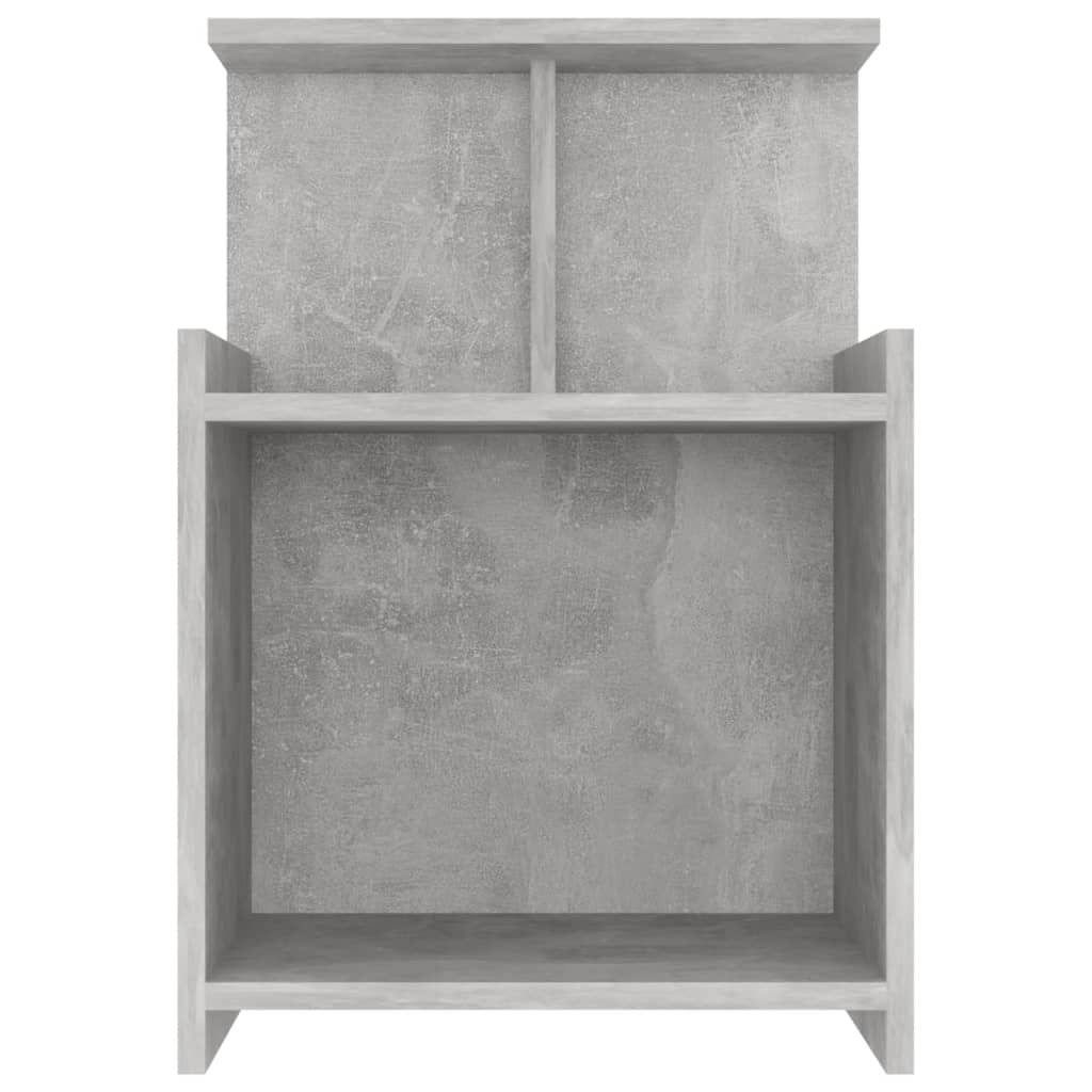 Bedside table made of wood in cement grey