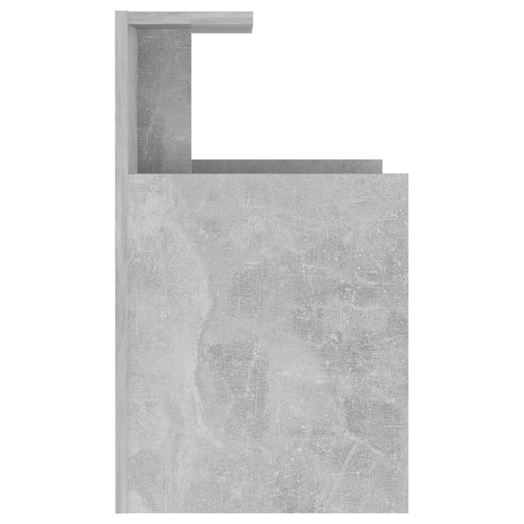 Bedside table made of wood in cement grey