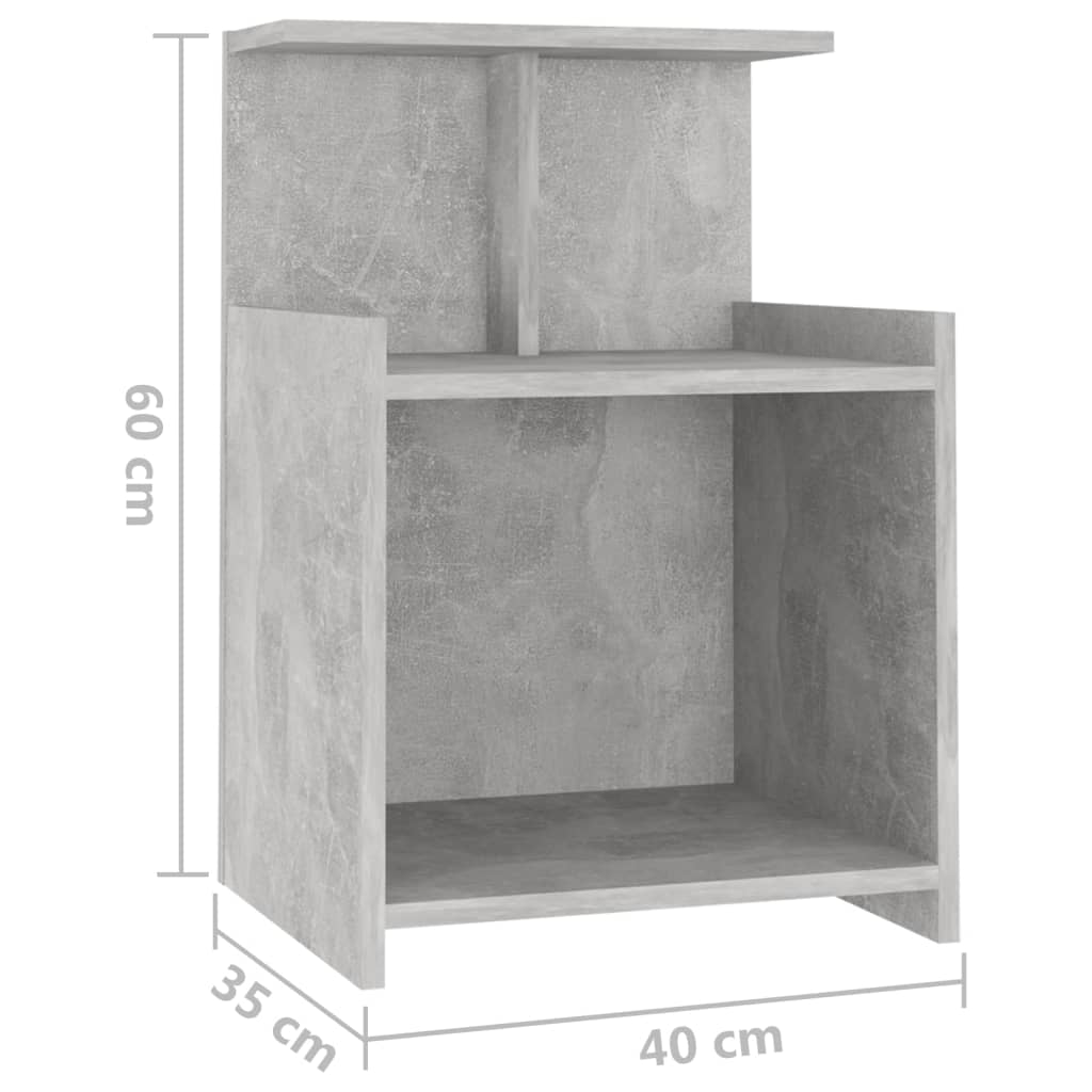 Bedside table made of wood in cement grey