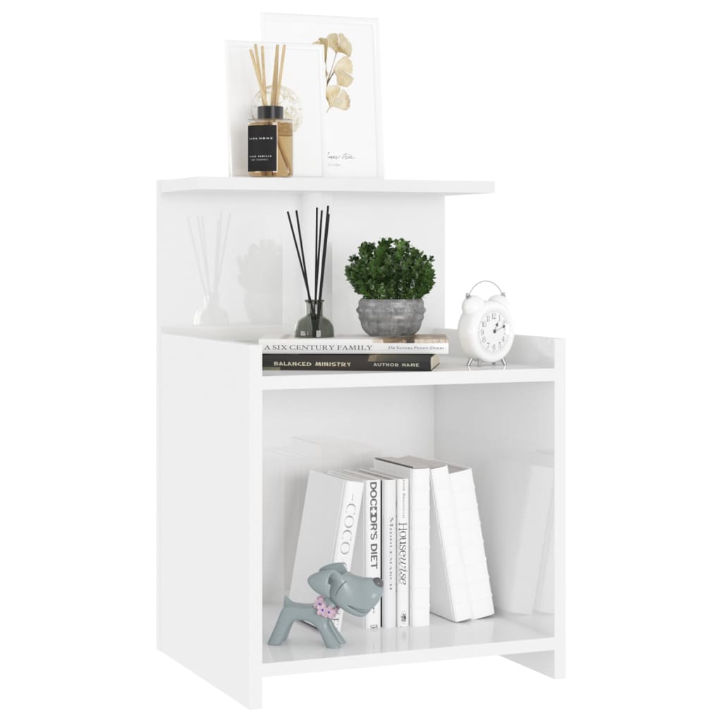 Bedside table made of wood in glossy white
