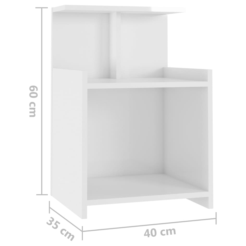 Bedside table made of wood in glossy white