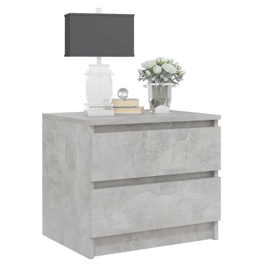 Bedside table made of wood in cement grey
