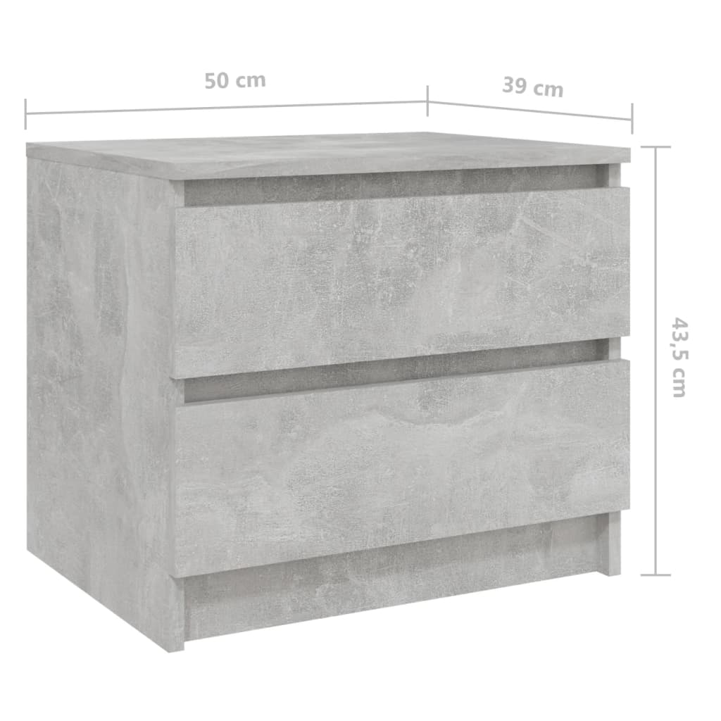 Bedside table made of wood in cement grey