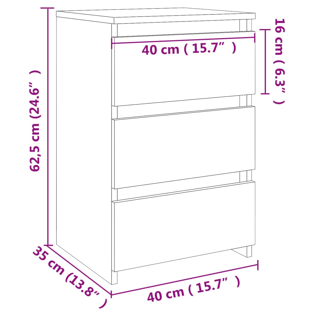 Bedside table 40x35x62.5 cm derived from Sonoma oak wood