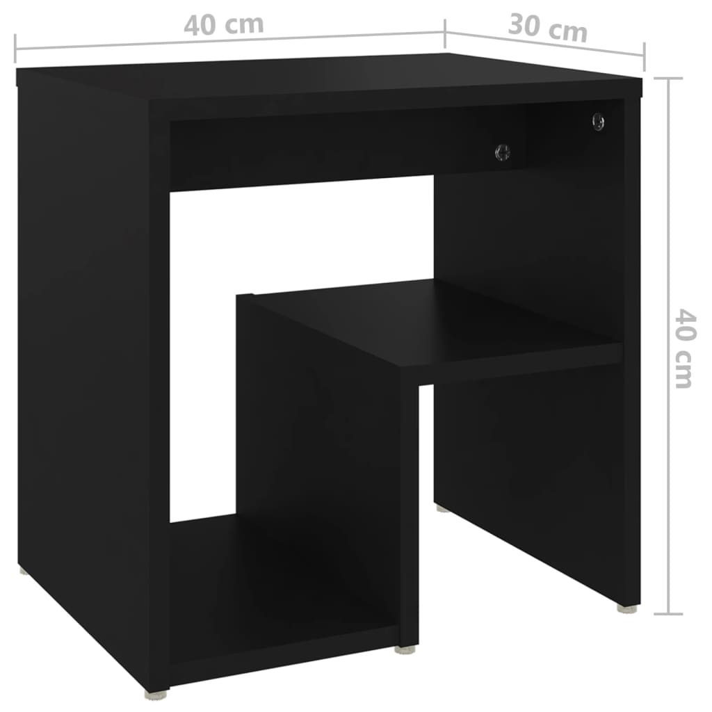 Bedside table 40x30x40 cm black wood derivatives