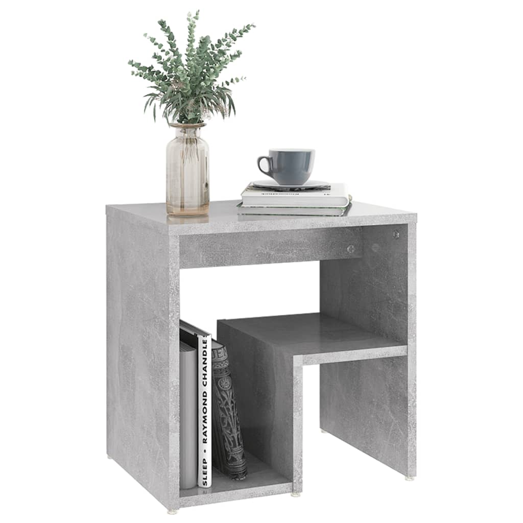 Bedside table made of wood in cement grey