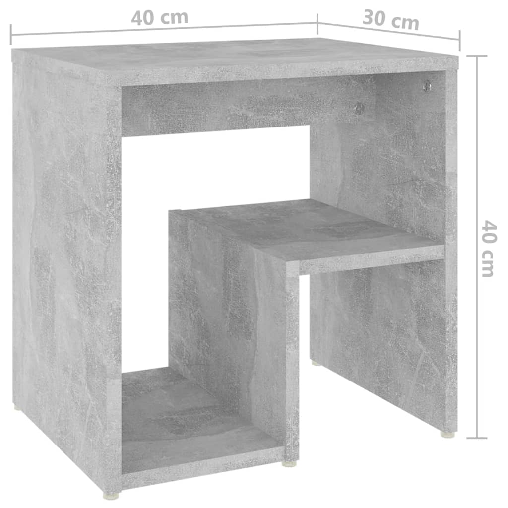 Bedside table made of wood in cement grey
