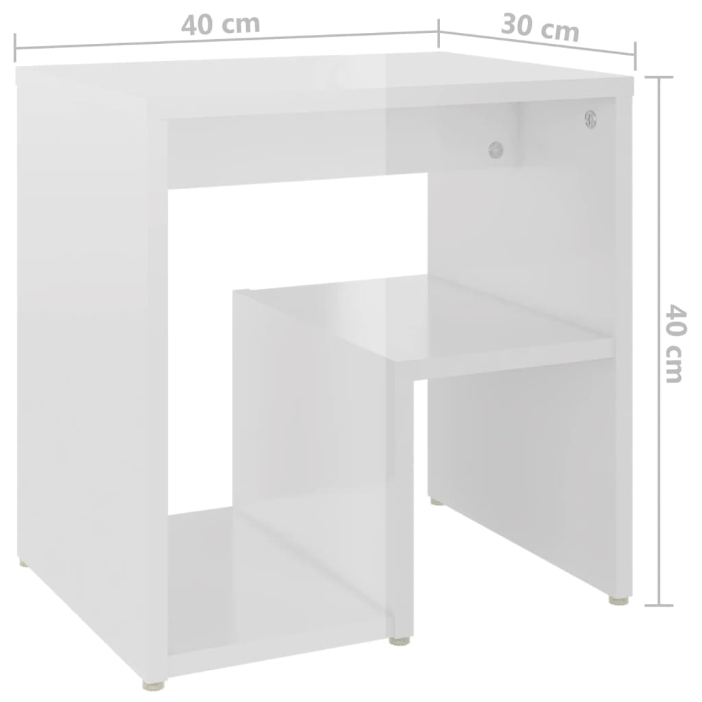 Bedside table made of wood in glossy white