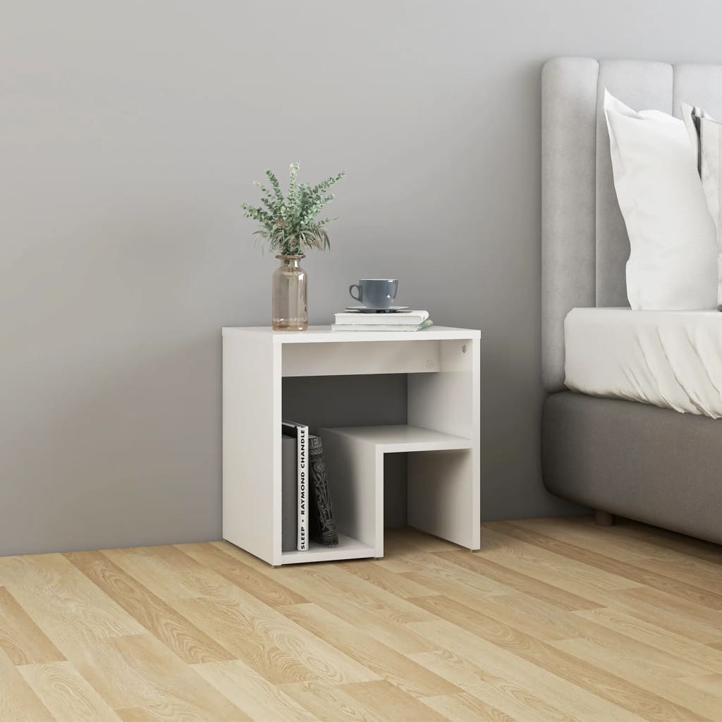 Bedside tables 2 pcs wood derivatives white glossy