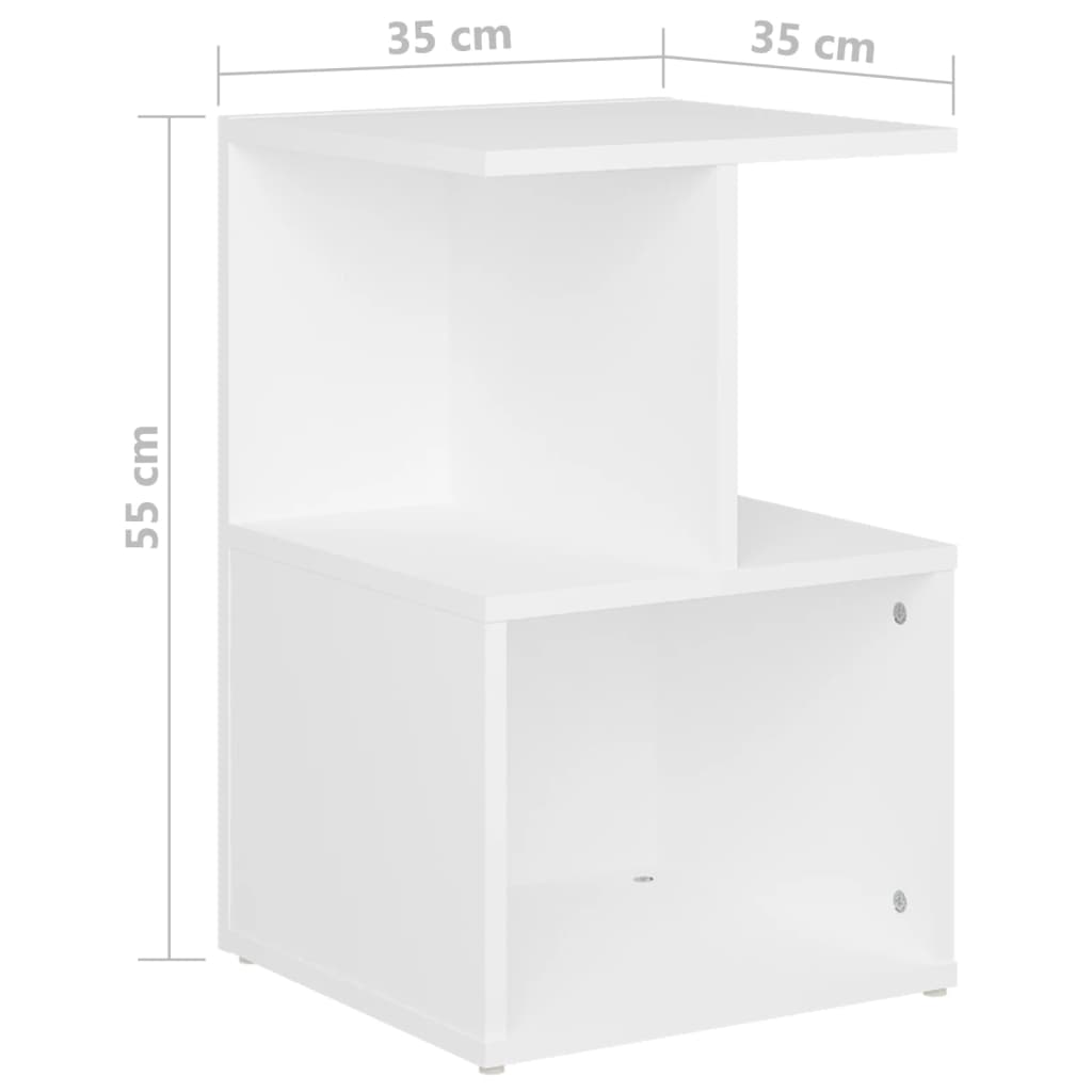 Bedside tables 2 pcs 35x35x55cm wood derivatives white
