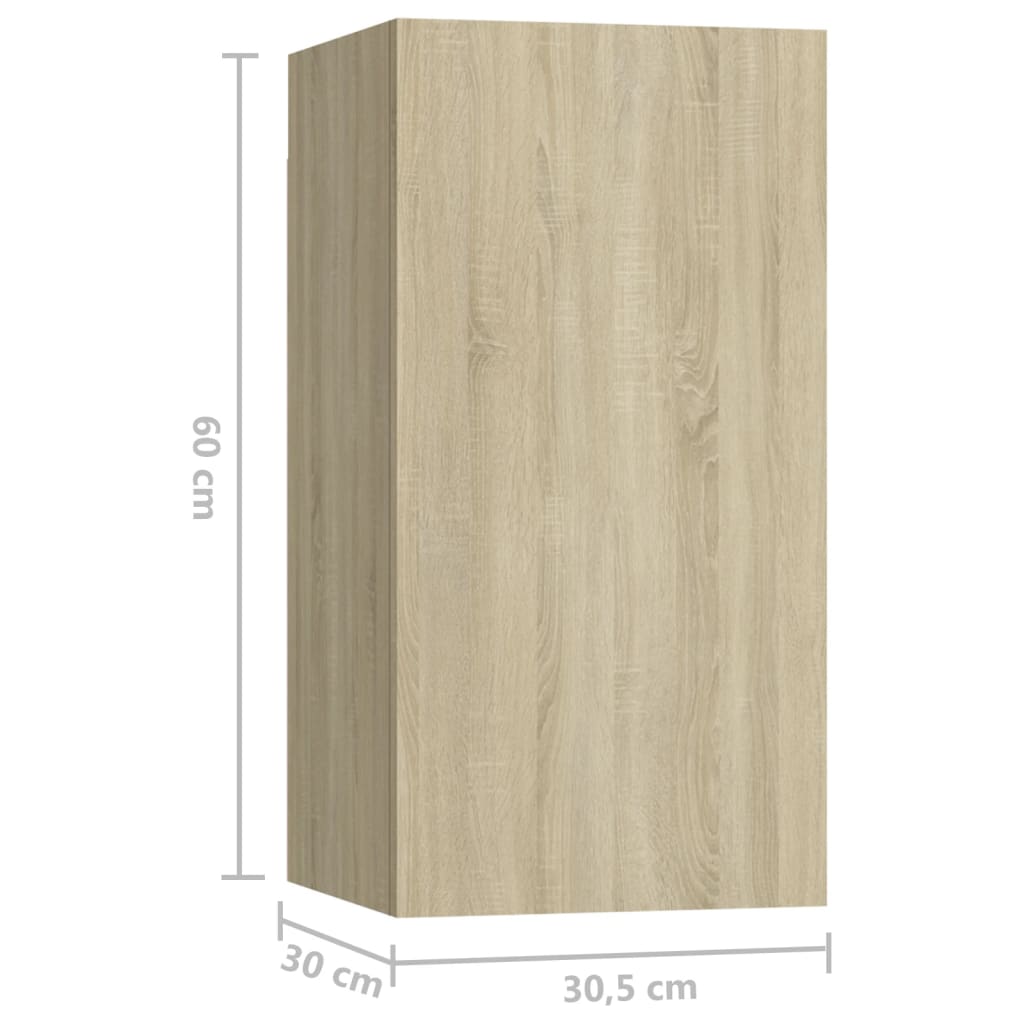 8 pcs conjunto móveis de TV derivados madeira carvalho sonoma