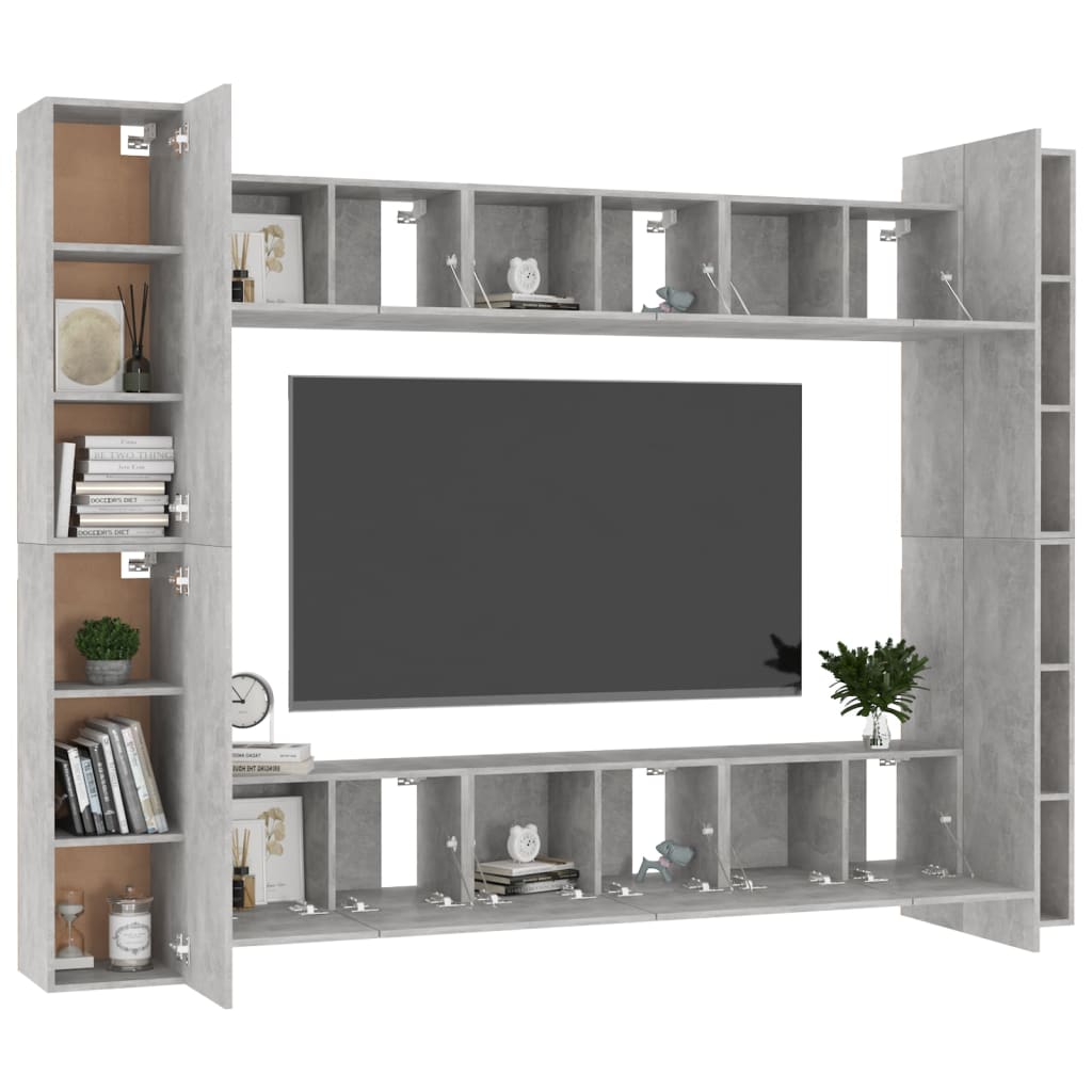 10 pcs cement grey plywood TV furniture set