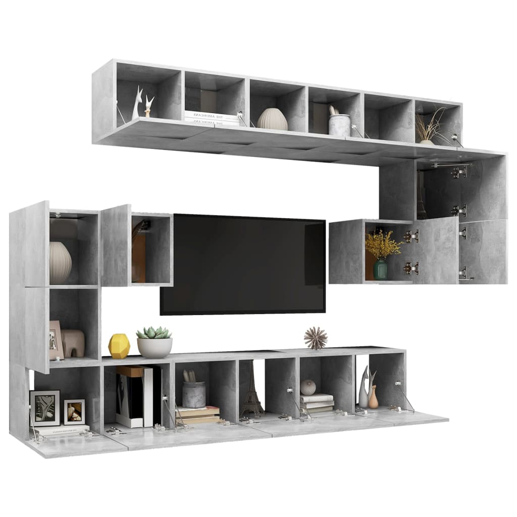 10 pcs TV furniture set wood derivatives gray cement