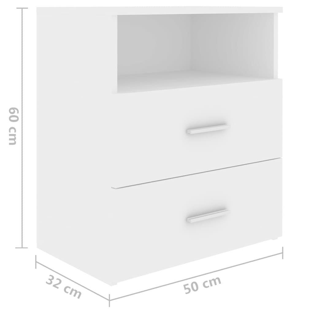 Bedside tables 2 pcs 50x32x60 cm white
