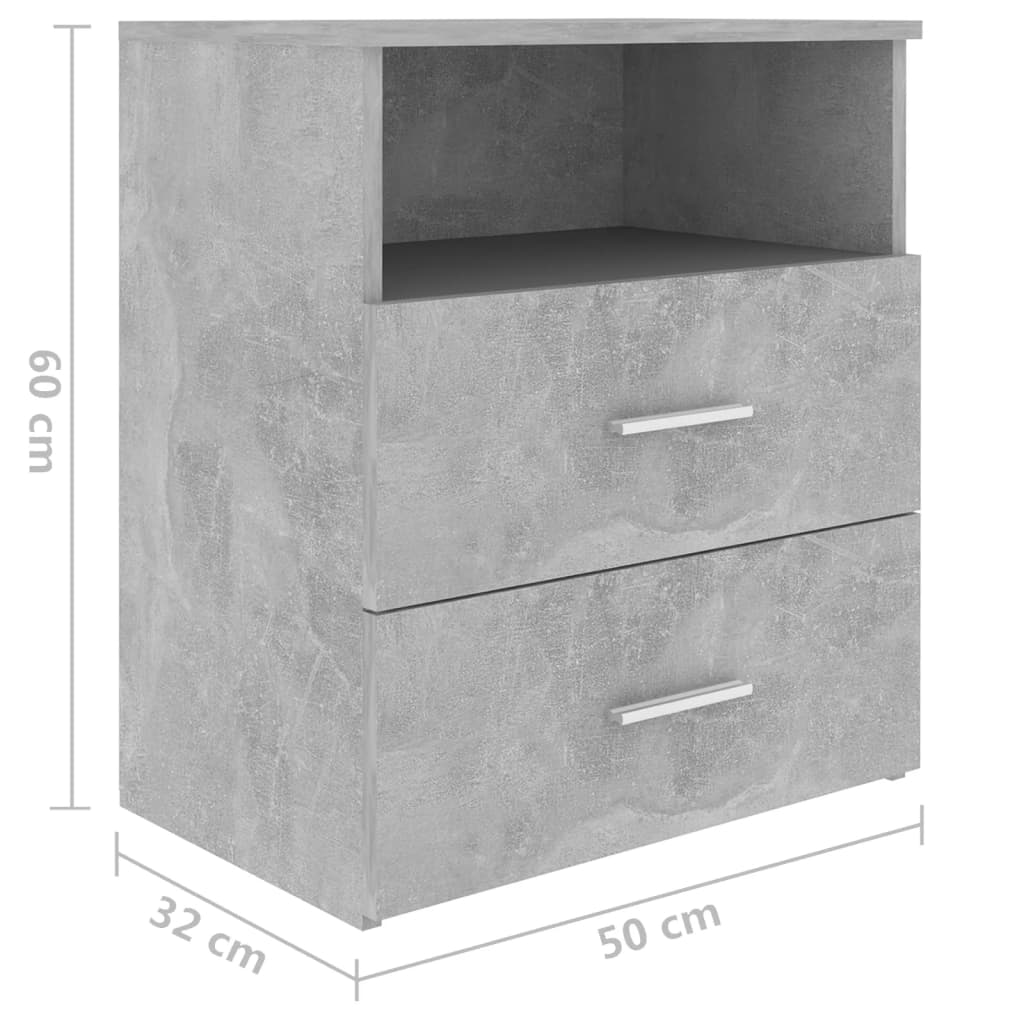 Mesas de cabeceira 2 pcs 50x32x60 cm cinzento-cimento