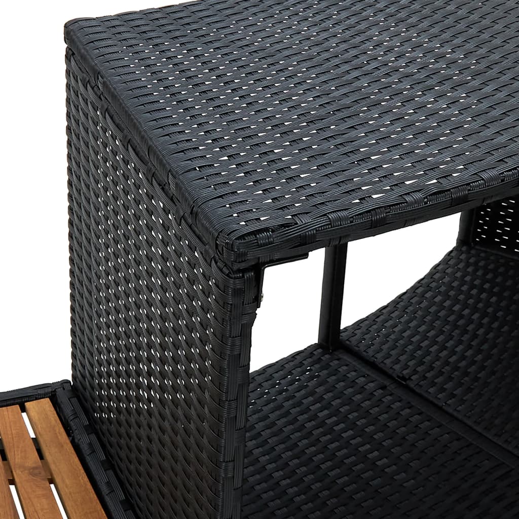 Black PE wicker and solid acacia wood spa surround