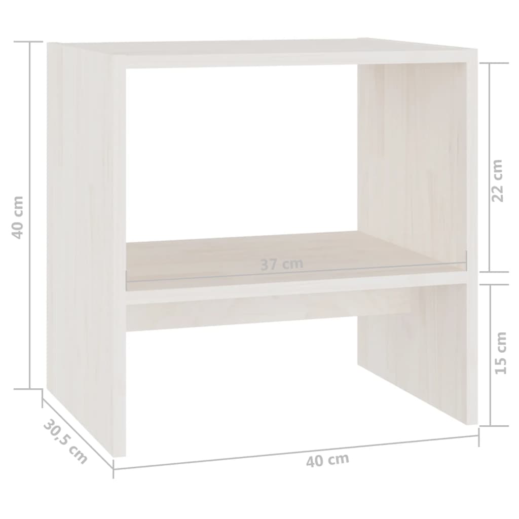 Bedside table 40x30.5x40 cm solid pine wood white