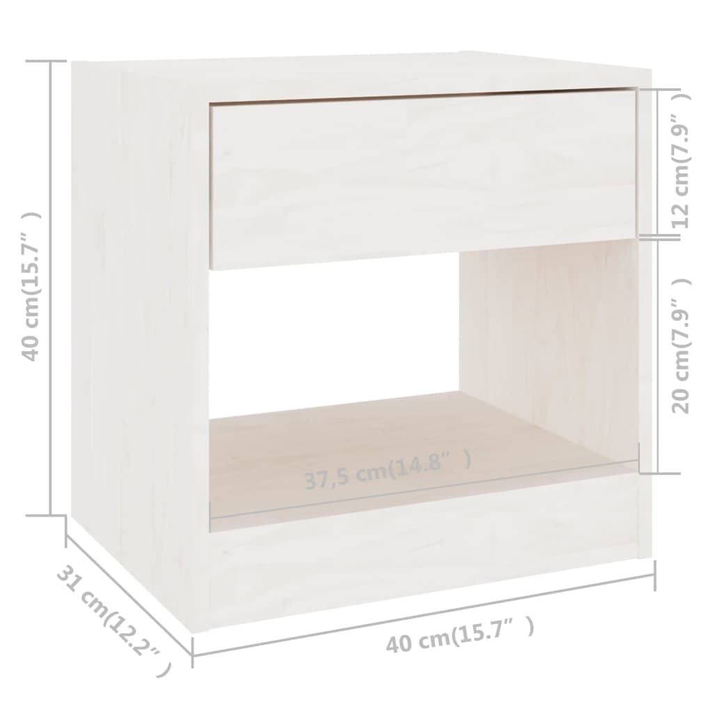 Bedside table 40x31x40 cm solid pine white