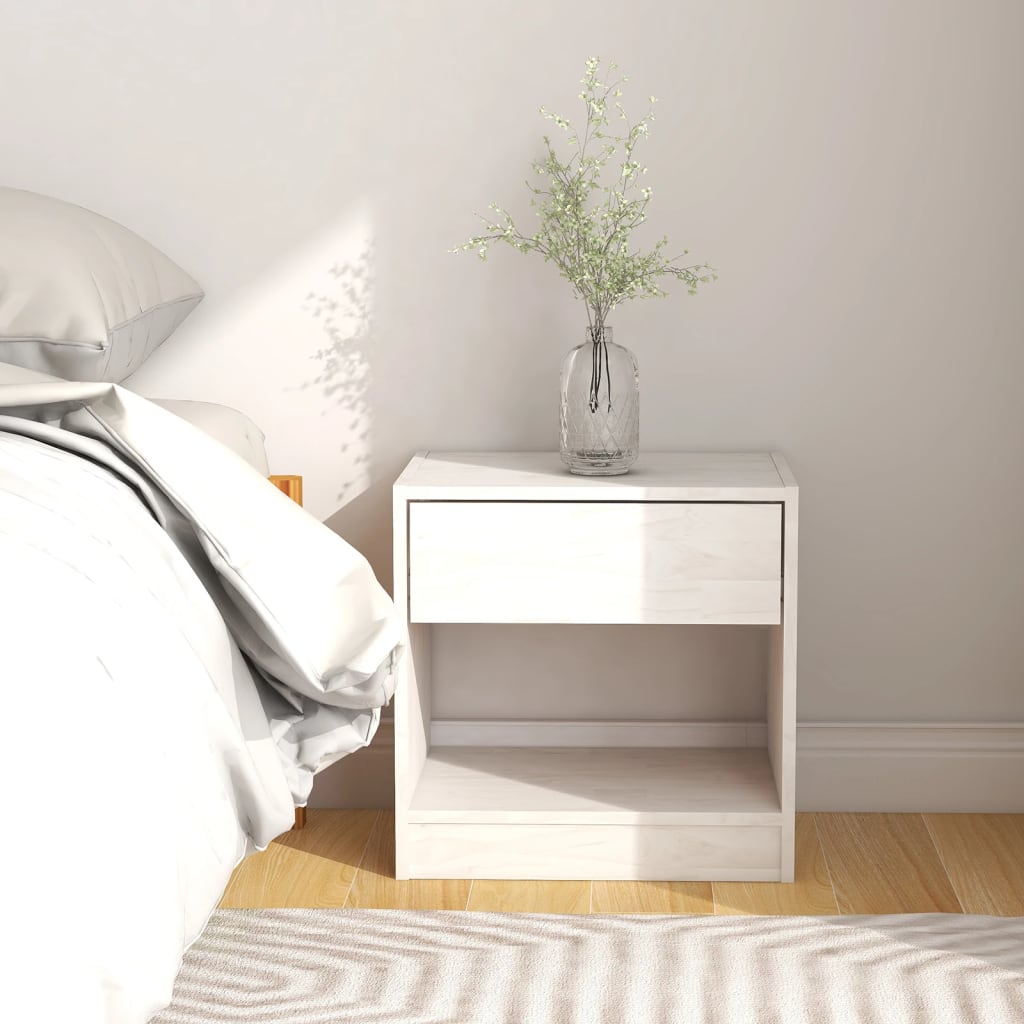 Bedside table 40x31x40 cm solid pine white
