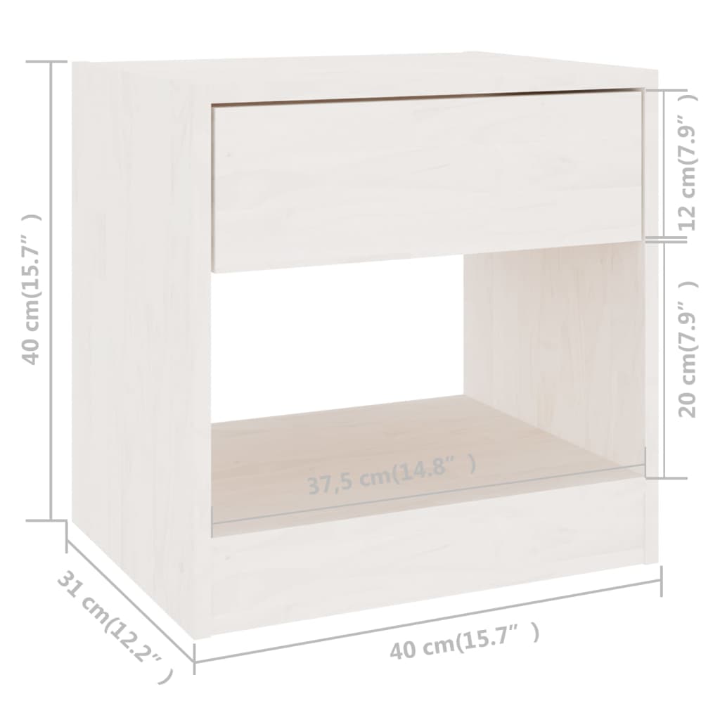 Bedside tables 2 pcs 40x31x40 cm solid pine white