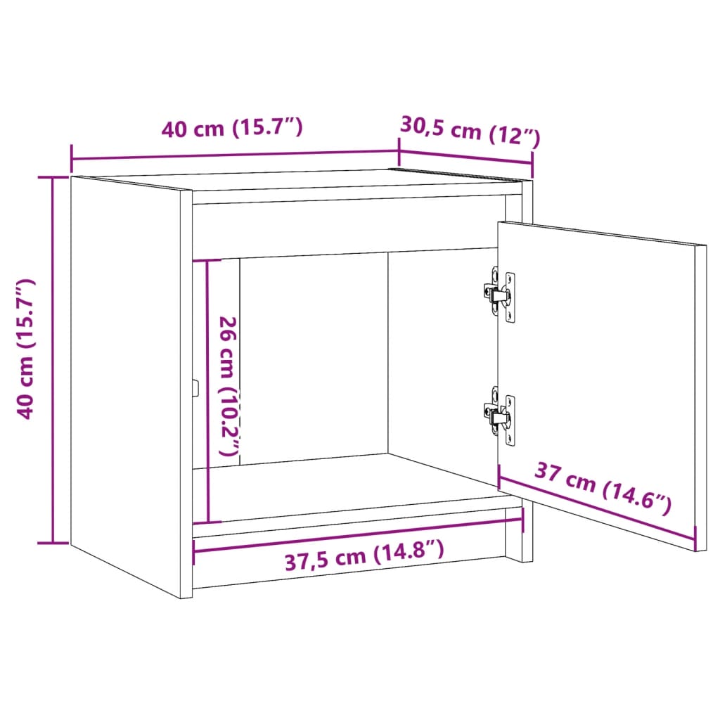 Bedside tables 2 pcs 40x30.5x40 cm solid pine wood