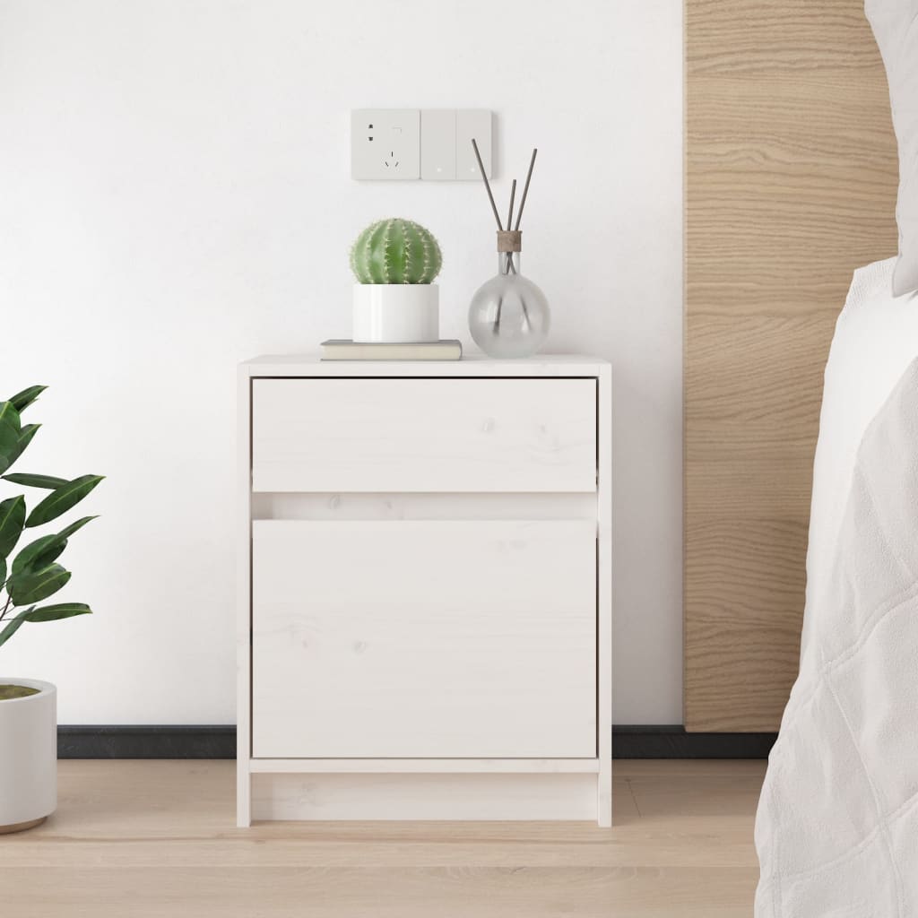 Bedside tables 2 pcs 40x31x50 cm solid pine white