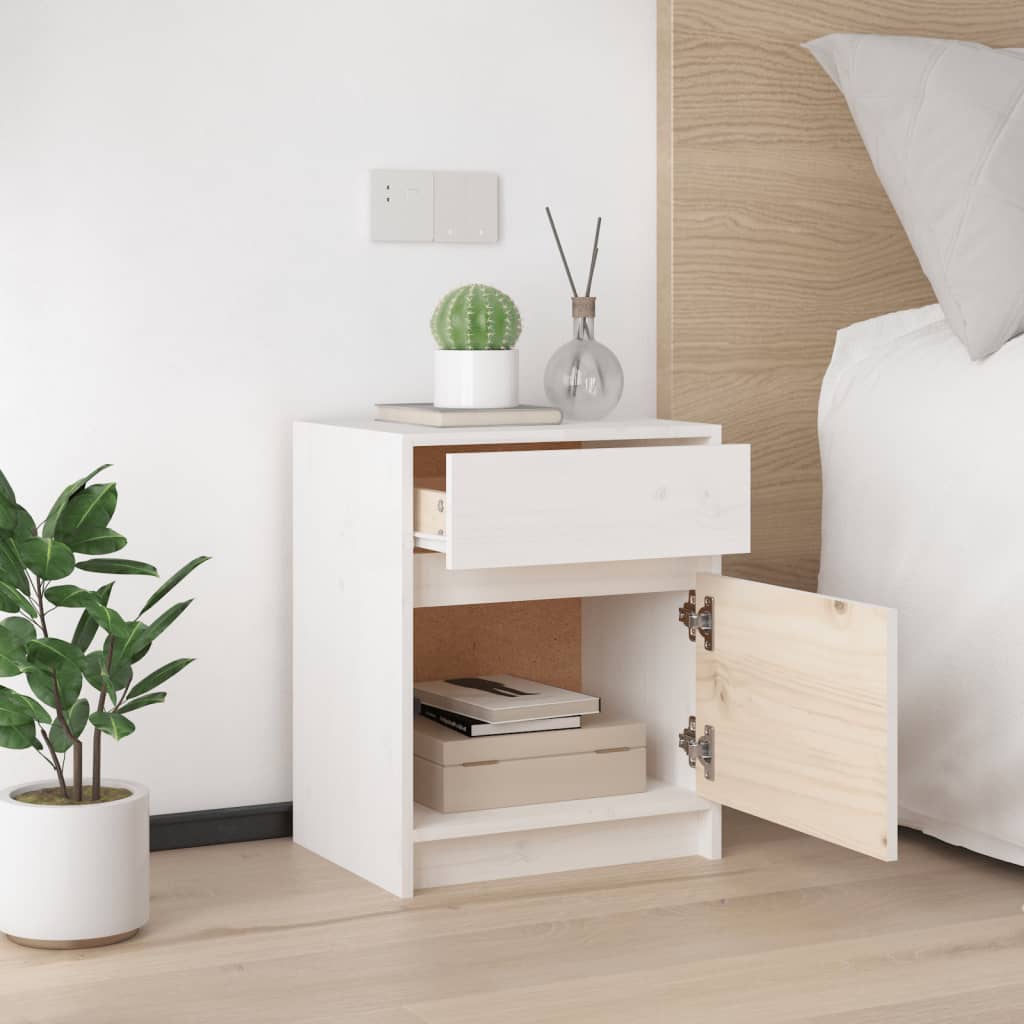 Bedside tables 2 pcs 40x31x50 cm solid pine white
