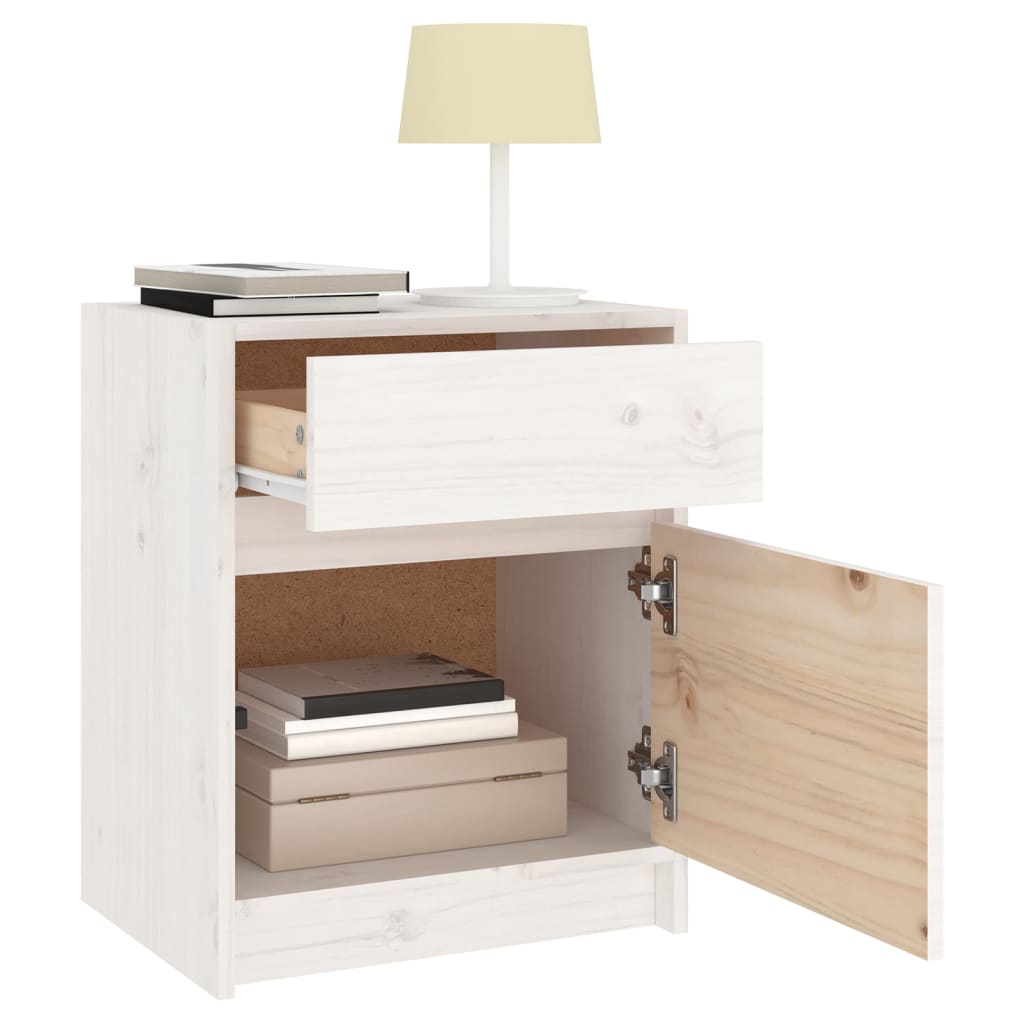 Bedside tables 2 pcs 40x31x50 cm solid pine white