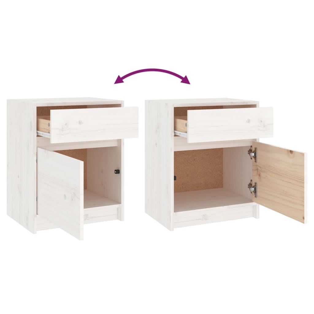 Bedside tables 2 pcs 40x31x50 cm solid pine white