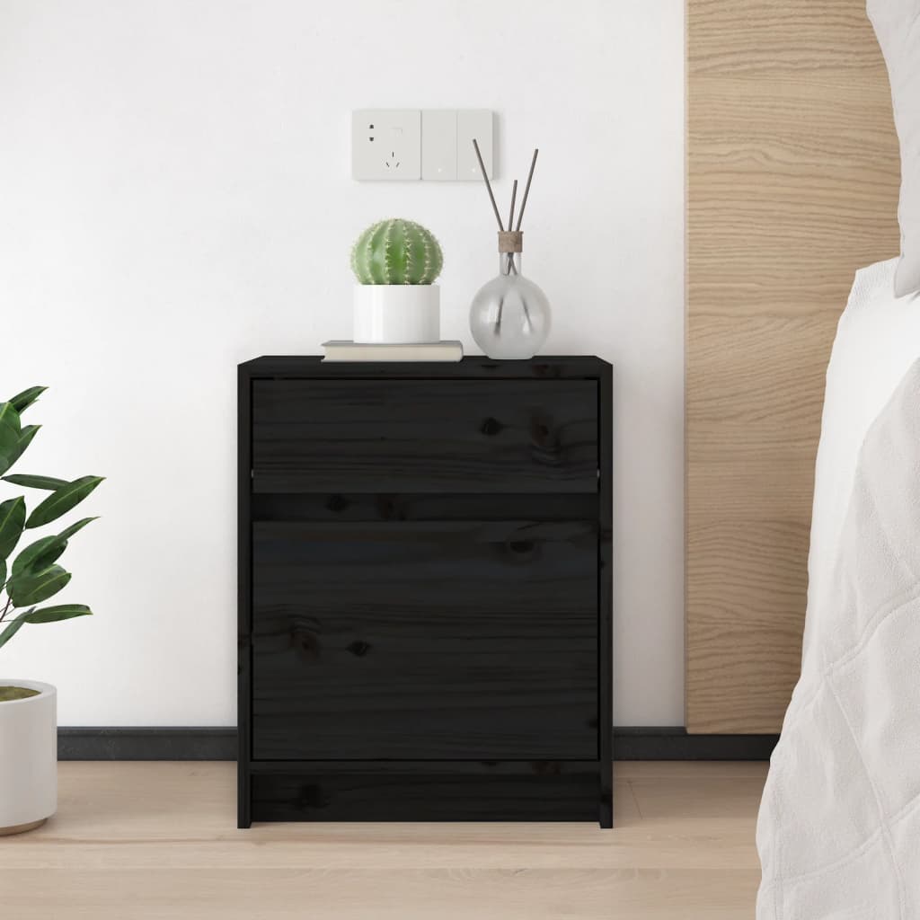 Bedside tables 2 pcs 40x31x50 cm solid pine black
