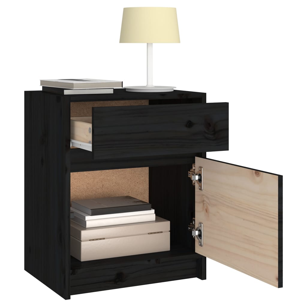 Bedside tables 2 pcs 40x31x50 cm solid pine black